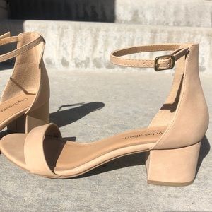 Nude Block Heel with ankle strap